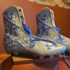 Under Armour Gray and Blue Patterned Cleats